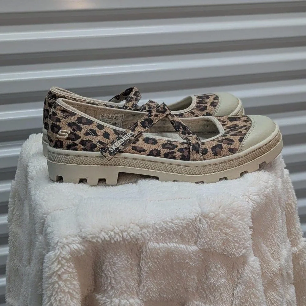 Y2K Grunge Fairy Leopard Mary Janes Vintage Skechers Lug Sole Platform Shoes 7.5